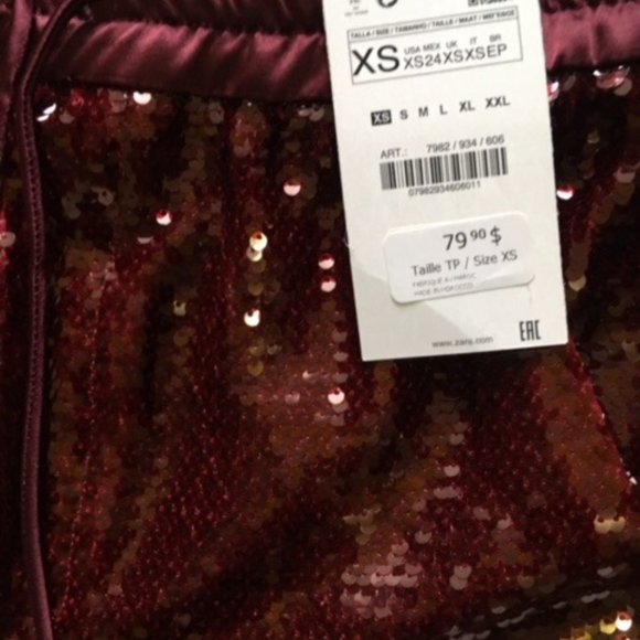 Zara Red Sequin Shorts New With Tag - Picture 5 of 5